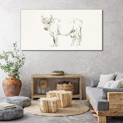 Cow on a white background Canvas Wall art