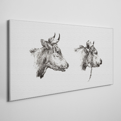 Drawing animals cows Canvas Wall art