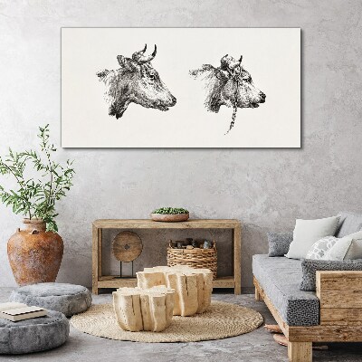 Drawing animals cows Canvas Wall art