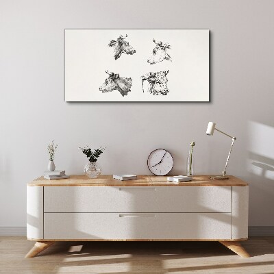 Black and white portrait of cattle Canvas Wall art