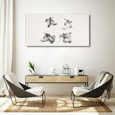 Black and white portrait of cattle Canvas Wall art