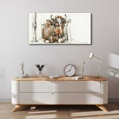 A peaceful cow in a rural setting Canvas Wall art