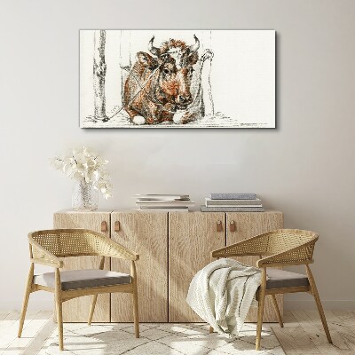 A peaceful cow in a rural setting Canvas Wall art