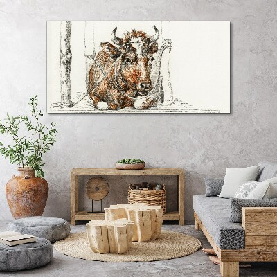 A peaceful cow in a rural setting Canvas Wall art