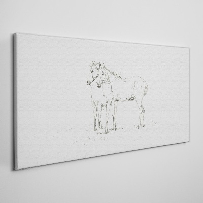 Drawing animals horses Canvas Wall art