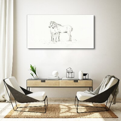 Drawing animals horses Canvas Wall art