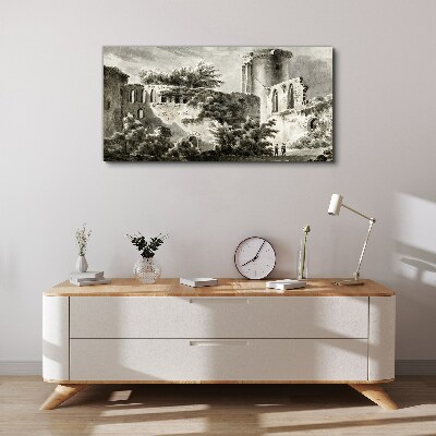 Ruins in the landscape Canvas Wall art
