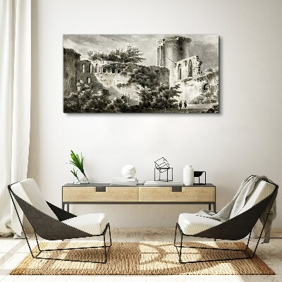 Ruins in the landscape Canvas Wall art