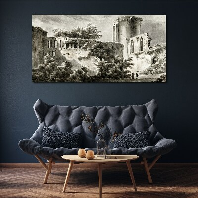 Ruins in the landscape Canvas Wall art