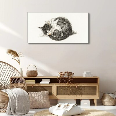 Cat's dream in monochromatic shades Canvas Wall art