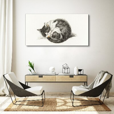 Cat's dream in monochromatic shades Canvas Wall art