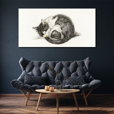 Cat's dream in monochromatic shades Canvas Wall art