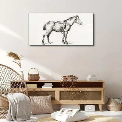 Drawing of a horse in the saddle Canvas Wall art