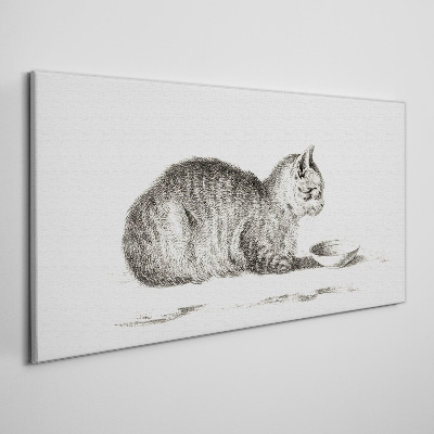 Idyllic cat at the bowl Canvas Wall art