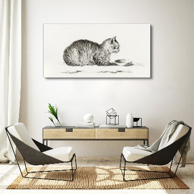 Idyllic cat at the bowl Canvas Wall art