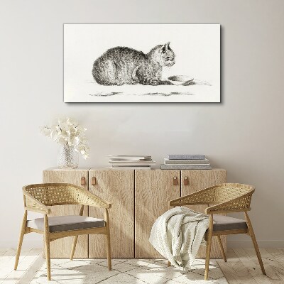 Idyllic cat at the bowl Canvas Wall art