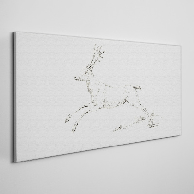 Jumping deer on white background Canvas Wall art