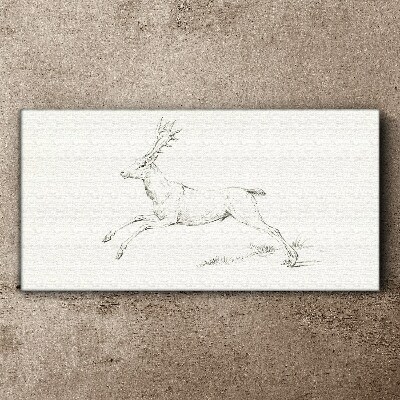 Jumping deer on white background Canvas Wall art