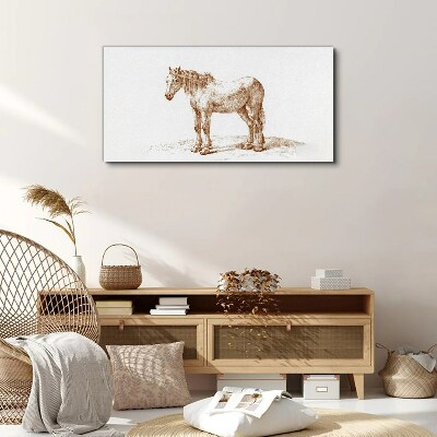 Drawing of a horse in shades of brown Canvas Wall art
