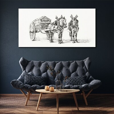 Drawing animals horse carriage Canvas Wall art