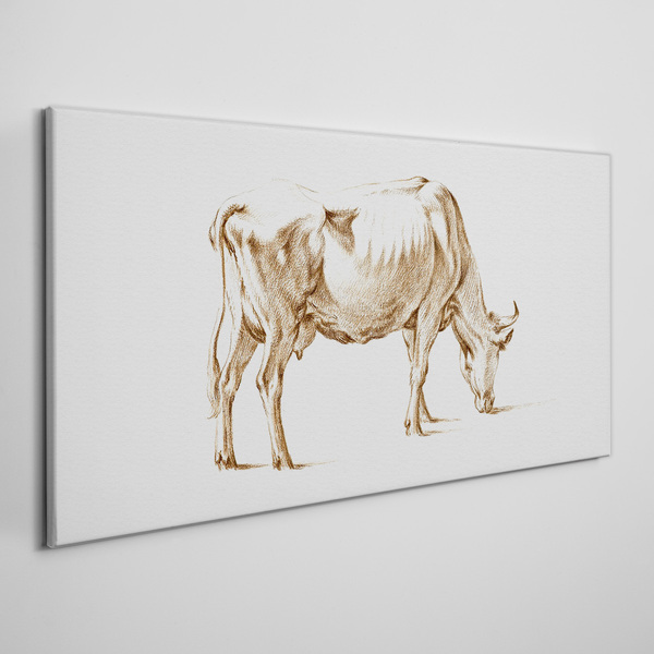 Cow in brown outline Canvas Wall art