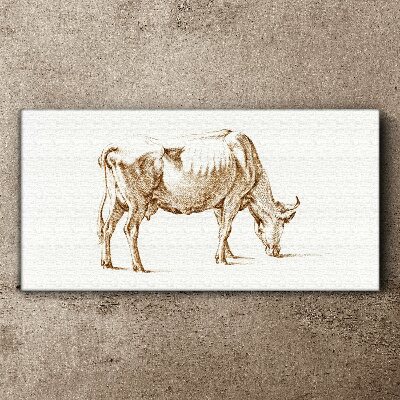 Cow in brown outline Canvas Wall art