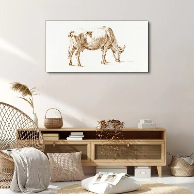 Cow in brown outline Canvas Wall art