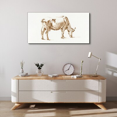Cow in brown outline Canvas Wall art