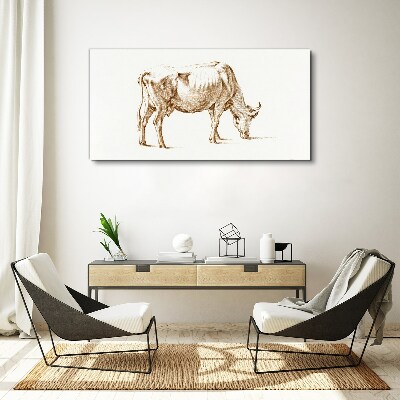 Cow in brown outline Canvas Wall art