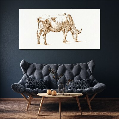 Cow in brown outline Canvas Wall art