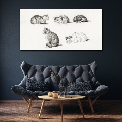 Drawing animals cats Canvas Wall art