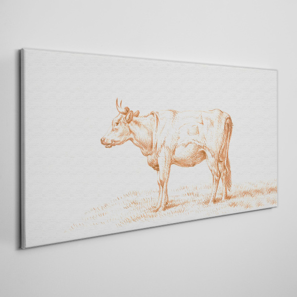 Cow on the grass background Canvas Wall art