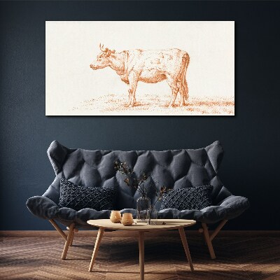 Cow on the grass background Canvas Wall art