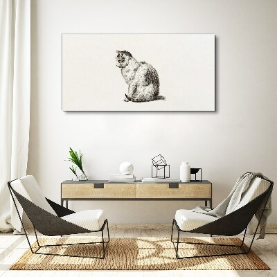 Sitting cat in monochrome style Canvas Wall art