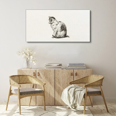 Sitting cat in monochrome style Canvas Wall art
