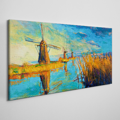 Water mills nature sky Canvas Wall art