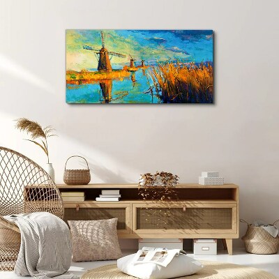 Water mills nature sky Canvas Wall art