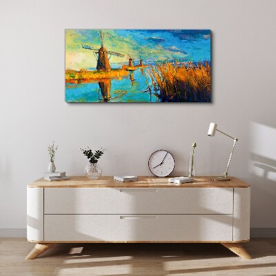 Mills by the water Canvas Wall art