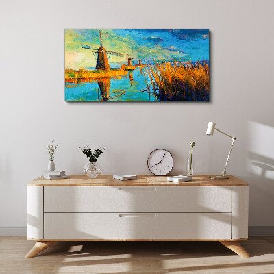 Water mills nature sky Canvas Wall art