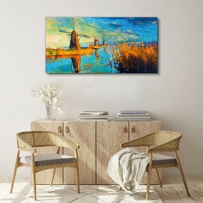Mills by the water Canvas Wall art