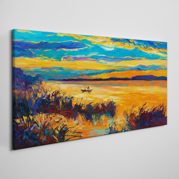 Golden reflections over the water Canvas Wall art