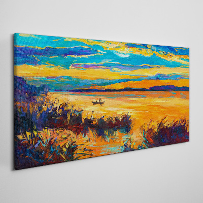 Golden reflections over the water Canvas Wall art
