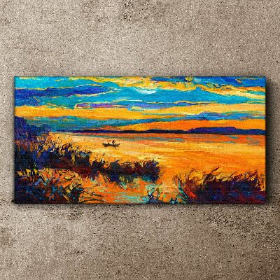 Golden reflections over the water Canvas Wall art