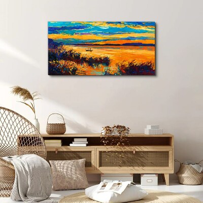 Golden reflections over the water Canvas Wall art