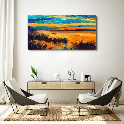 Golden reflections over the water Canvas Wall art