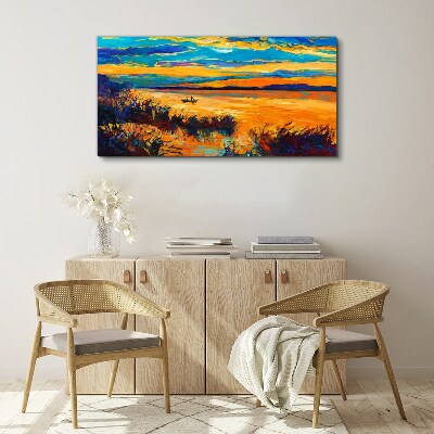 Golden reflections over the water Canvas Wall art