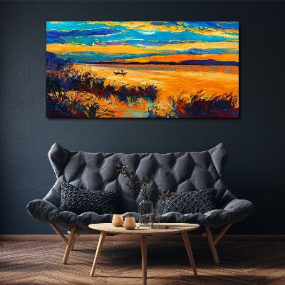 Golden reflections over the water Canvas Wall art