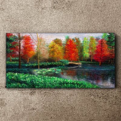 Autumn scenery by the lake Canvas Wall art