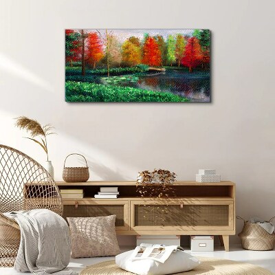Autumn scenery by the lake Canvas Wall art
