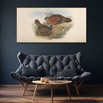 Two birds on a branch Canvas print